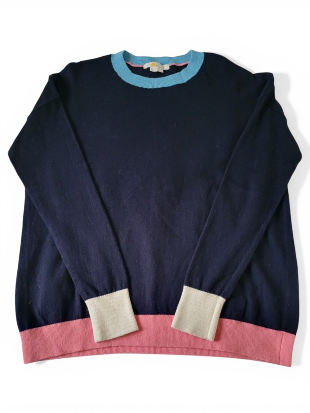 Boden Colorblock Sweater Clean Girl Preppy Basics Cotton Wool Layer